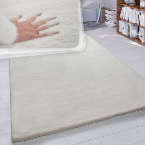 Paco Home - Tapis Poils Longs Salon Fausse Fourrure Très Douce Uni En Diff. Coloris Et Tailles 200x290 cm, Crème