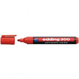 Edding Marqueur 300 permanent, corps plastique, pointe ogive - coloris Rouge - Lot de 15