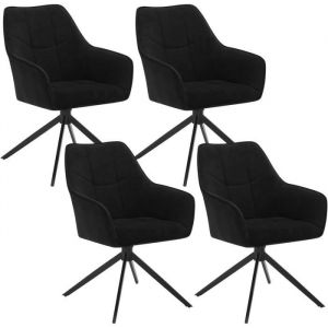 Chaises de Salle à Manger Pivotantes - WOLTU - Noir - Chenille et Velours Côtelé - Lot de 4