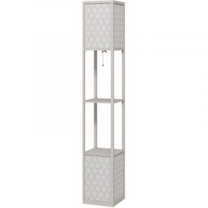 Homcom Lampadaire étagère lampe étagère dim. 26L x 26l x 156H cm 2 étagères mdf motif nid d'abeille gris clair