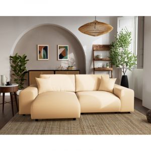 Lisa Design - Garance - canap&eacute; d'angle r&eacute;versible 4 places en simili - beige