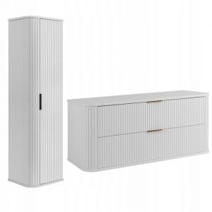 Rodan Ensemble de meubles de salle de bains - 120,4 cm - 2 pi&egrave;ces - Blanc - Fa&ccedil;ades en MDF de haute qualit&eacute; - Meubles de salle de bains blancs