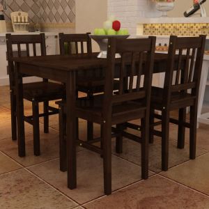 VidaXL Table de salle ? manger avec 4 chaises Marron