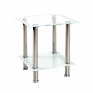 Image de Table d'Ap en Verre "Sacha" 46cm Blanc Prix