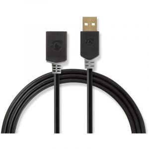 Nedis Câble Rallonge USB 2.0 A Mâle - A Femelle 2,0 m Anthracite