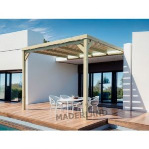 Maderland Pergola en bois adossée semi-couverte – modèle MONTPELLIER – 500 x 300 cm