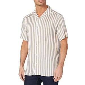 Only & Sons Chemise à rayures, manches courtes et col à revers - Fauve-Marron