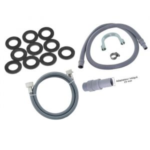 SOS Accessoire Kit tuyau d'arrivée d'eau universel coudé 3500mm avec rallonge tuyau de vidange 2500mm pour Lave-linge TOUTES MARQUES 3666356130500 Lave-linge (3666356130500 SIEMENS)