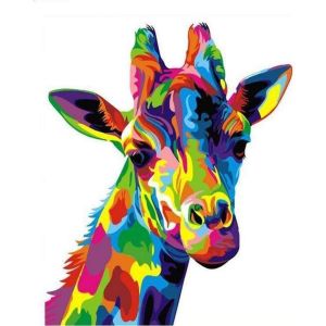 Figured'Art Peinture par Num&eacute;ro Adulte Girafe Pop Art - Activit&eacute; Manuelle Kit de Loisir Cr&eacute;atif DIY Num&eacute;ro d'Art Complet - 40x50cm sans ch&acirc;ssis en bois