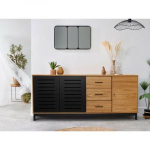 Image de Bobochic Buffet 187 cm AUSTIN Noir et Bois clair