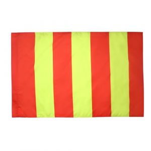 AZ FLAG Drapeau Course Automobile Jaune et Rayures Rouges 90x60cm - Drapeau de commissaire 60 x 90 cm Fourreau pour hampe