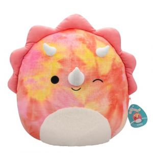 Jazwares Squishmallows Original Peluche de 40 cm- Trinity Le Triceratops à la Teinture et au Ventre Flou - Peluche Officielle