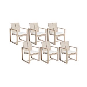 Beliani Lot 6 Chaises d'Extérieur Jardin Style Rustique avec Accoudoirs Bois Clair Azzanello