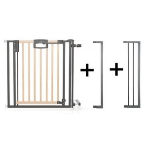 Geuther Barri&egrave;re d'escalier &agrave; pression Easylock Plus bois/m&eacute;tal 108 cm - 116,5 cm Nature/Noir