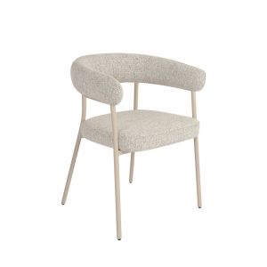 Lot de 2 fauteuils de table en tissu pieds beiges - Beige