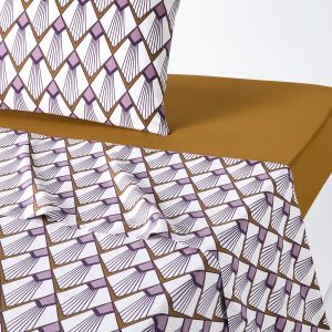 Drap plat percale de coton, Elisa mauve Imprimé Mauve Taille 180x290 cm;240x290 cm;270x290 cm