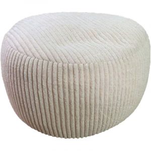 Relaxdays Pouf, cord, H x P : 35 x 50 cm, rembourrage en polystyrène, coussin de sol rond, tabouret de salon, beige