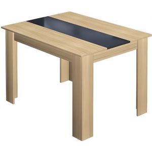 Table à manger VEGAS 4 personnes imitation hêtre et noire 110 cm -