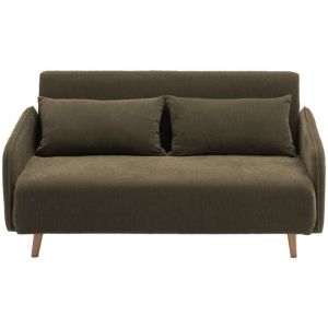 DRAWER Canapé convertible 2 places en tissu chenille L140cm - Vert kaki - MONICA