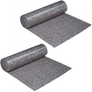 Relaxdays Couverture déménagement, lot de 2, 1x50 = 50 m, Rouleau protection sol 220 g/m² tapis travaux peinture, gris