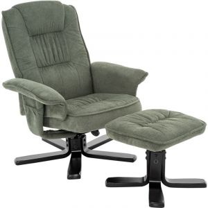 Idimex Fauteuil de relaxation avec repose-pieds CHARLY, en tissu vert/noir