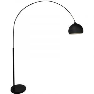 Grand lampadaire arc - Métal et marbre - h. 180 cm - Noir mat - ombrage