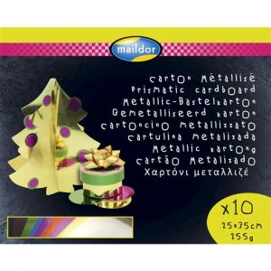 Exacompta 354595C - Sachet de 10 feuilles de carton métallisé 1 face, 255 g/m², 0,25m x 0,35m, coloris assortis (10 teintes)