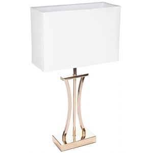 Brubaker Lampe de table ou de chevet Golden Column - Lampe de table en métal vintage - 50 cm de haut, Blanc d'or