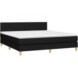VidaXL Lit à sommier tapissier avec matelas Noir 180x200 cm Tissu Black