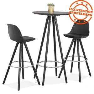 Table haute ou Mange-debout rond 'GALA' design en bois noir
