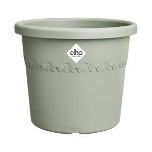 Elho Algarve Cilindro Wheels 58cm - Grand Pot de Fleurs Extérieur - Jardinières - Plastique 100% recyclé - Ø 58.2 x H 48.8 cm - Vert/Vert Thym