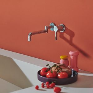 Ideal Standard Gusto Mitigeur de cuisine mural, projection de bec de 246 mm, avec la cartouche FirmaFlow, bec pivotant à 120°, Aérateur caché, Montage mural, Chrome
