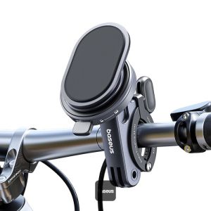 Baseus Support de T&eacute;l&eacute;phone PrimeTrip v&eacute;lo/moto/scooter - Ring Stand - Magn&eacute;tique - Universel - Cosmic Black