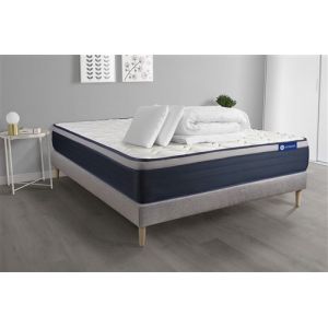 Pack pr&ecirc;t &agrave; dormir matelas M&eacute;moire de forme ACTIMEMO MAX 160x200 cm Maxi &eacute;paisseur + sommier KIT gris + 2 oreillers +couette