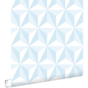 Papier peint graphique 3D bleu clair - ESTAhome
