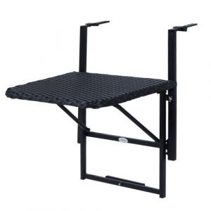 Outsunny Table suspendue pour balcon 58L x 55l cm hauteur réglable et pliable résine tressée 4 fils imitation rotin noir