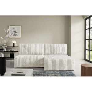 Canapé dangle convertible BRIGIA en velours côtelé sans accoudoirs Beige