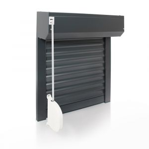 Volet roulant H120 cm x L120 cm Alu. isolé recoupable en largeur et hauteur - Manœuvre manuelle à sangle - Coloris Gris RAL 7016