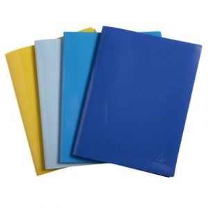 Exacompta Réf. 88120E - 1 Protège-documents Bee Blue - 30 pochettes cristal lisse - 60 vues - pour A4 - dim 24 x 32 cm - couverture en PP recyclé semi-rigide - 4 couleurs aléatoires