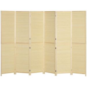 Homcom Paravent séparateur de pièce 6 panneaux pliables dim. 270L x 180H cm bois de bambou
