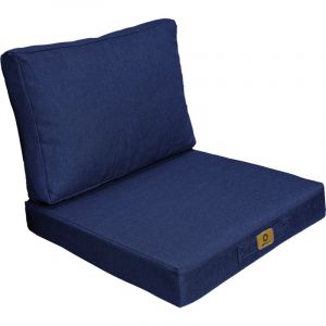 Coussins pour fauteuil effet lin déhoussable 60x60cm bleu indigo