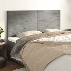 VidaXL 4 x Têtes de Lit Meubles de Chambre à Coucher Accessoires de Lit Simple Têtes de Cadre de Lit Intérieur Gris Clair 80x5x78/88 cm Velours