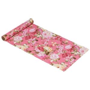 Ruedelafete Chemin de table tissu Fleurs Roses 3m