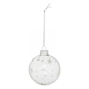 Feeric Light & Christmas D&eacute;co Sapin Boule de No&euml;l en Verre D 8 cm argent d&eacute;cor flocons - Feeric Christmas