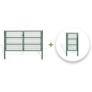 Casanoov - Pack portail battant grillag&eacute; razo 300x160cm + Portillon 1m vert