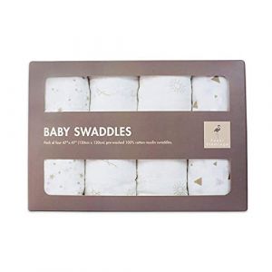Couverture d'Emmaillotage Haut de Gamme en Mousseline | Votre Bébé Savourera l'Emmaillotage | Pack de 4 en Design Unisexe | Coton Doux et Respirant Haut de Gamme | Ultra Large | 100% Garantie Infinie |Idéale comme Cadeau |