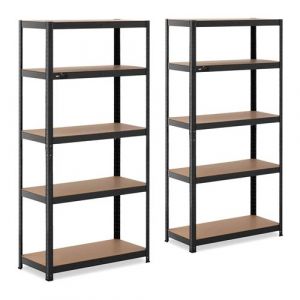 MSW Étagère charge lourde - 90 x 40 x 180 cm - Supporte 5 x 175 kg - Slate grey - Lot de 2