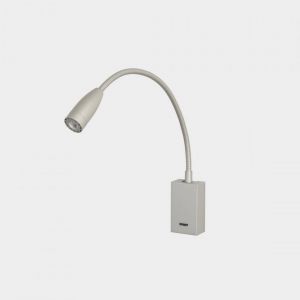 Image de Led C4 Lit Rectangulaire LED Lampe de Lecture Bras Réglable Nickel Satiné IP20 2.2W 3000K