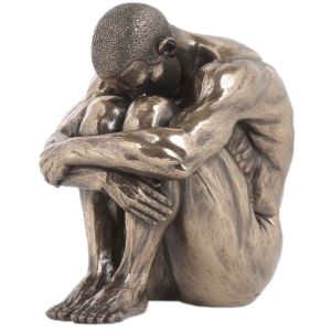 Statuette en r&eacute;sine Homme t&ecirc;te baiss&eacute;e