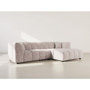 Lisa Design - Curtis - canap&eacute; d'angle droit 4 places avec accoudoir en tissu textur&eacute; - taupe